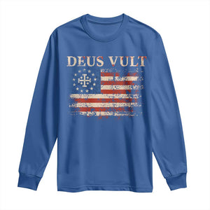 Catholic Knight Templar Crusader Cross Long Sleeve Shirt Vintage American Flag TS10 Royal Blue Print Your Wear