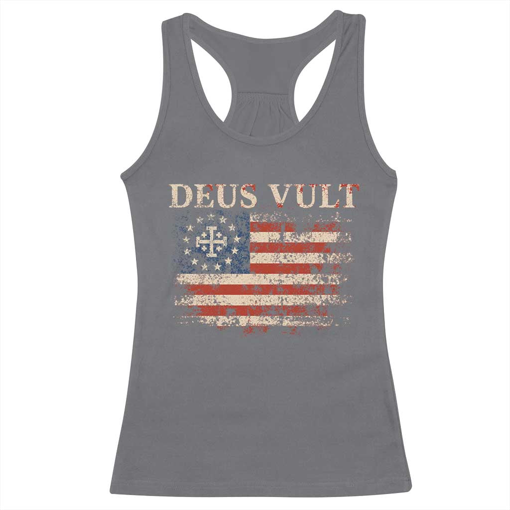Catholic Knight Templar Crusader Cross Racerback Tank Top Vintage American Flag TS10 Charcoal Print Your Wear