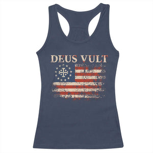 Catholic Knight Templar Crusader Cross Racerback Tank Top Vintage American Flag TS10 Navy Print Your Wear