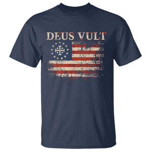 Catholic Knight Templar Crusader Cross T Shirt Vintage American Flag TS10 Navy Print Your Wear