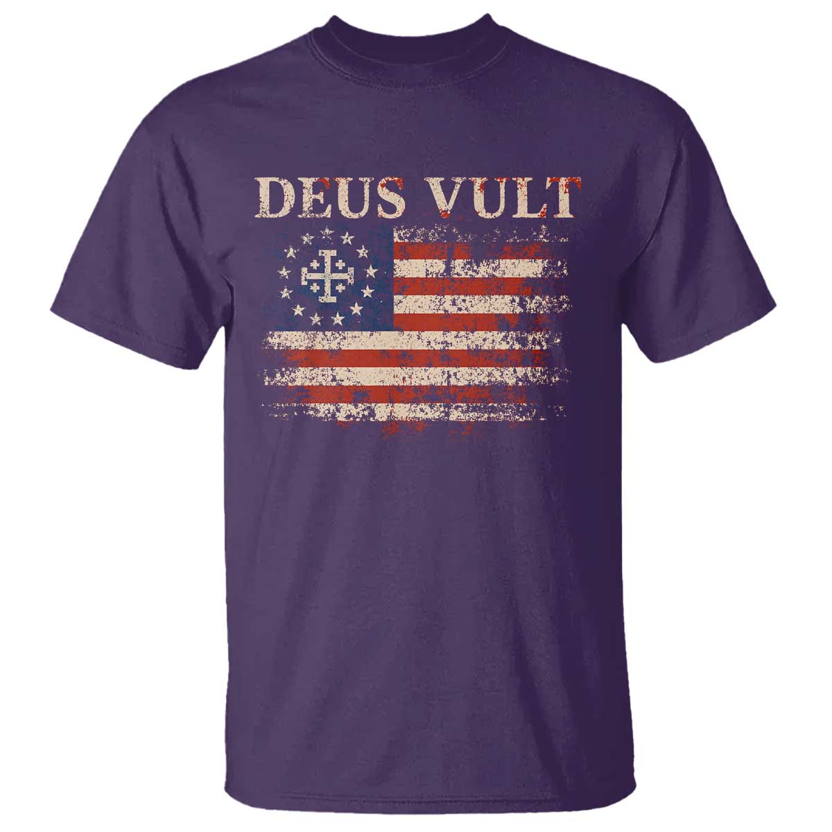 Catholic Knight Templar Crusader Cross T Shirt Vintage American Flag TS10 Purple Print Your Wear