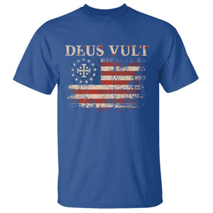 Catholic Knight Templar Crusader Cross T Shirt Vintage American Flag TS10 Royal Blue Print Your Wear