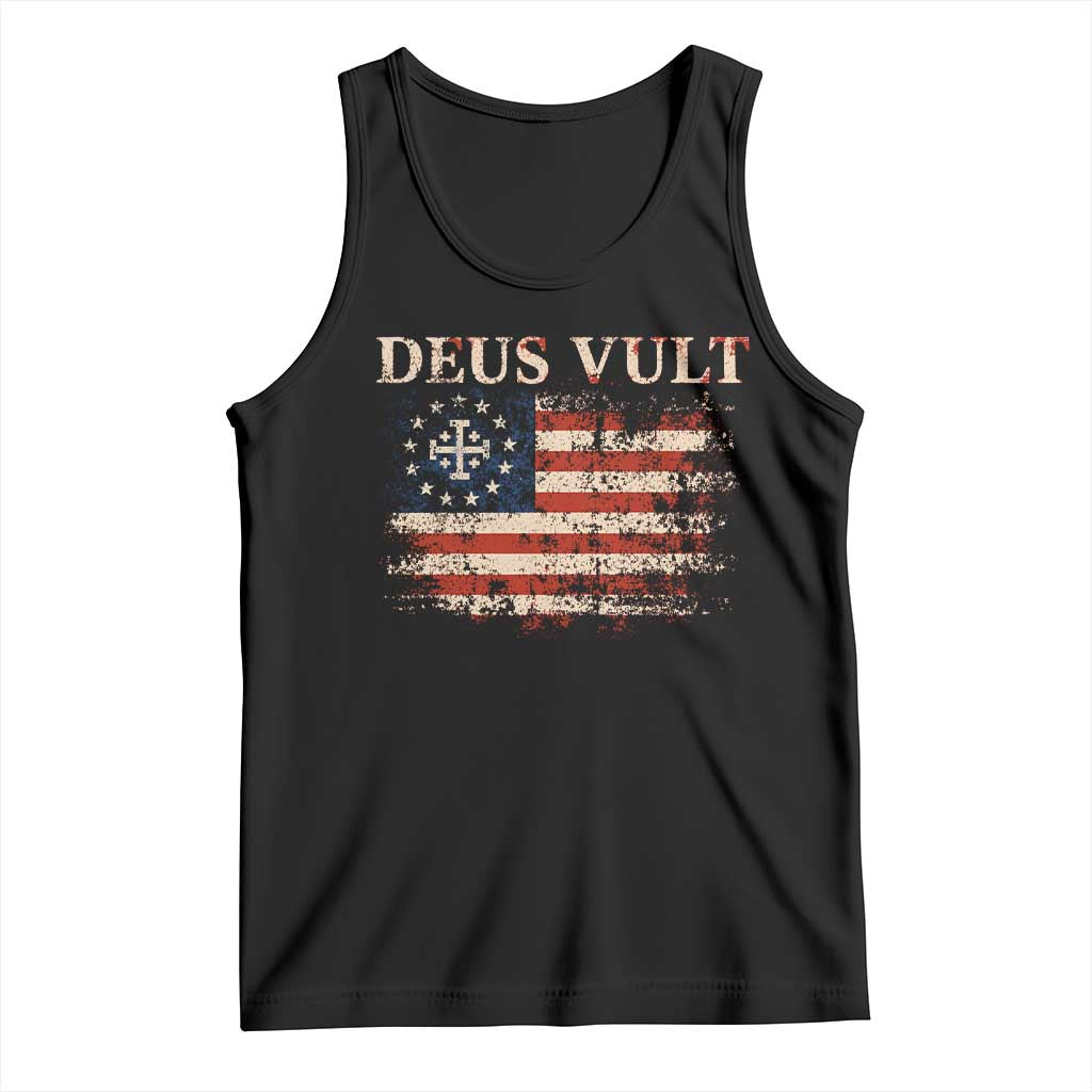 Catholic Knight Templar Crusader Cross Tank Top Vintage American Flag TS10 Black Print Your Wear