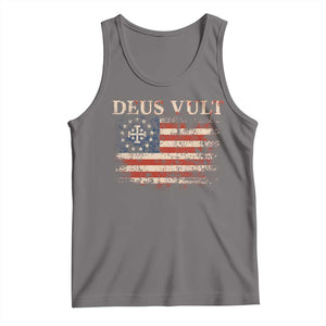 Catholic Knight Templar Crusader Cross Tank Top Vintage American Flag TS10 Deep Heather Print Your Wear