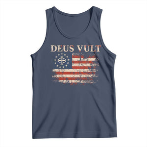 Catholic Knight Templar Crusader Cross Tank Top Vintage American Flag TS10 Navy Print Your Wear