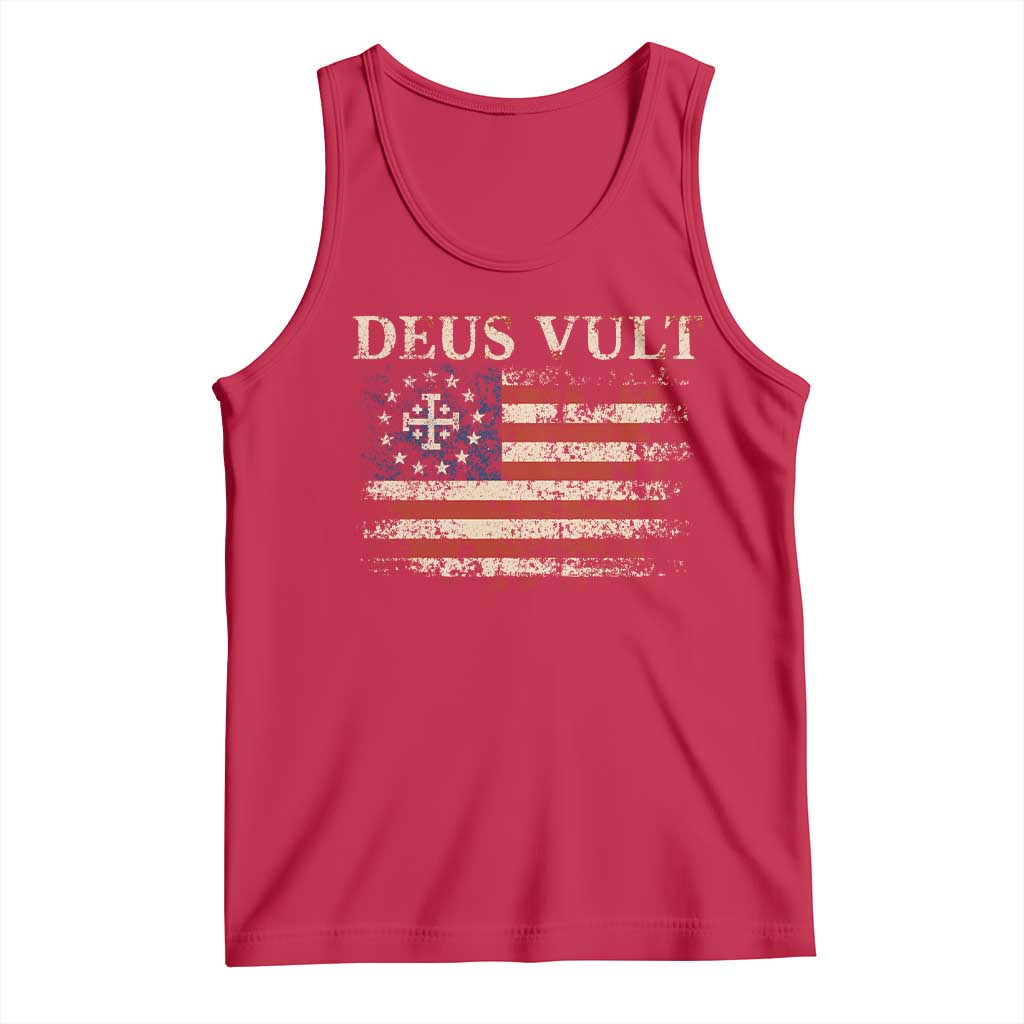 Catholic Knight Templar Crusader Cross Tank Top Vintage American Flag TS10 Red Print Your Wear