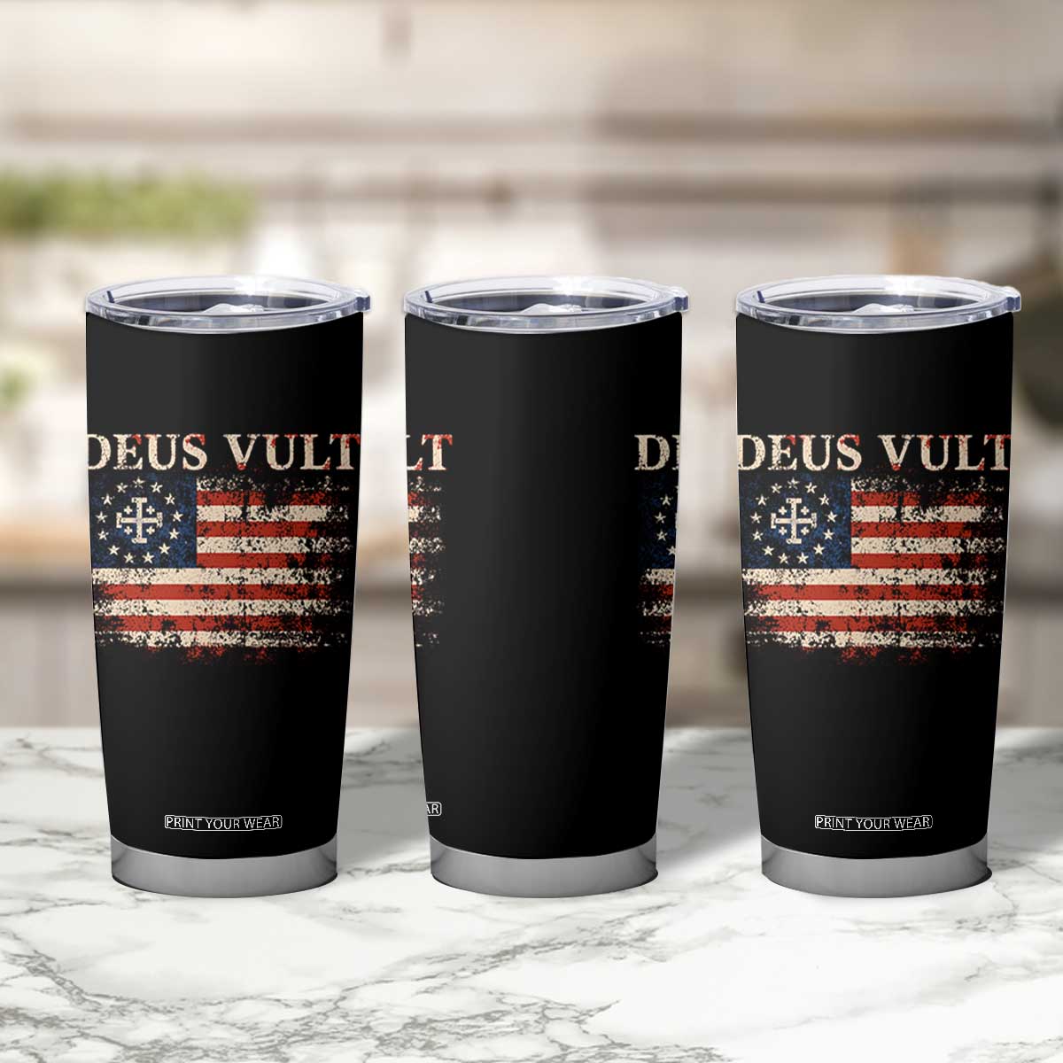 Catholic Knight Templar Crusader Cross Tumbler Cup Vintage American Flag TS10 Print Your Wear