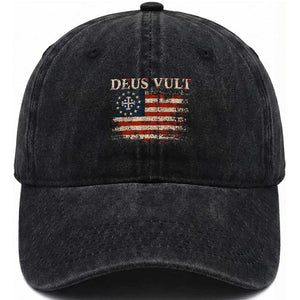 Catholic Knight Templar Crusader Cross Washed Cotton Baseball Cap Vintage American Flag TS10 Print Your Wear