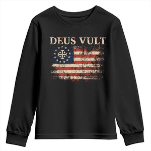 Catholic Knight Templar Crusader Cross Youth Sweatshirt Vintage American Flag TS10 Black Print Your Wear