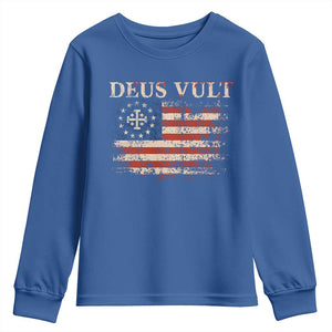 Catholic Knight Templar Crusader Cross Youth Sweatshirt Vintage American Flag TS10 Royal Blue Print Your Wear