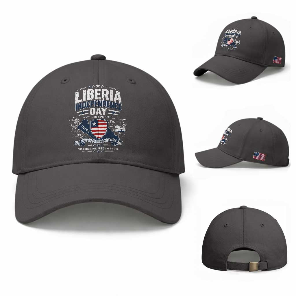 Liberia Independence Day July 26 Patriotic Pride Baseball Cap TS10 Baseball Cap Universal Fit Dark Gray Print Your Wear