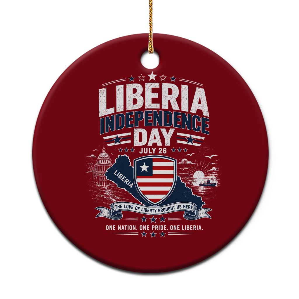 Liberia Independence Day July 26 Patriotic Pride Ceramic Ornament TS10 1pc Red Print Your Wear