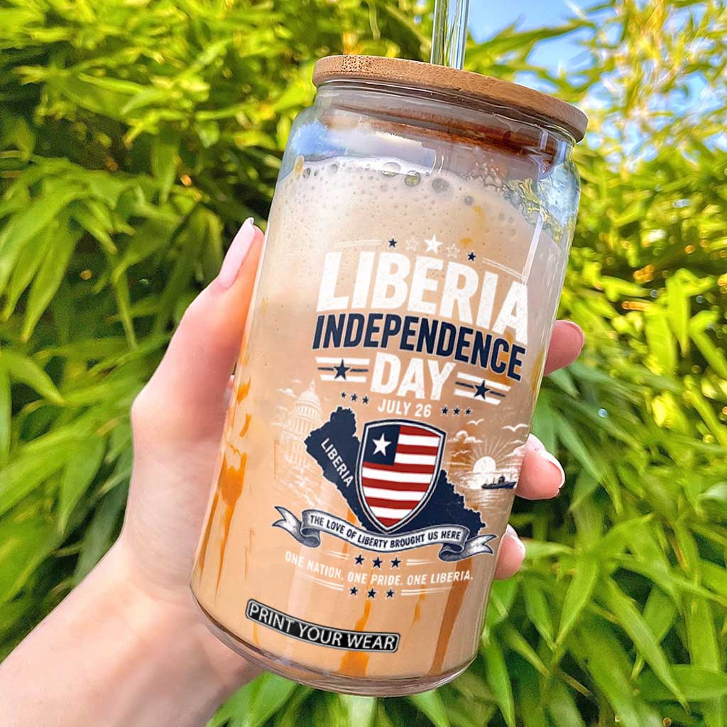 Liberia Independence Day July 26 Patriotic Pride Glass Can TS10 Black Print Your Wear