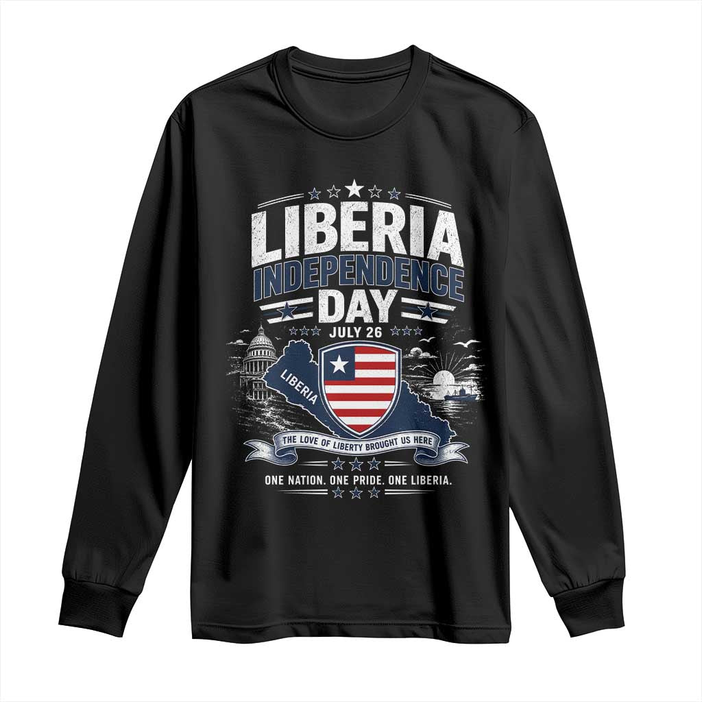 Liberia Independence Day July 26 Patriotic Pride Long Sleeve Shirt TS10 Black Print Your Wear
