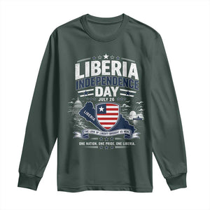 Liberia Independence Day July 26 Patriotic Pride Long Sleeve Shirt TS10 Dark Forest Green Print Your Wear