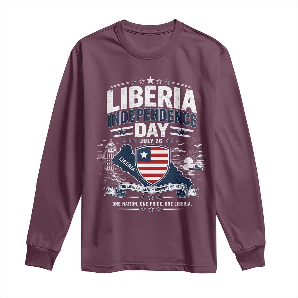 Liberia Independence Day July 26 Patriotic Pride Long Sleeve Shirt TS10 Maroon Print Your Wear