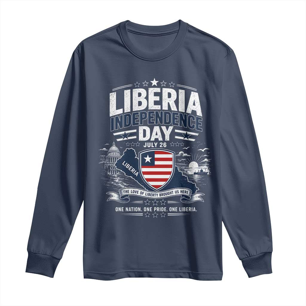 Liberia Independence Day July 26 Patriotic Pride Long Sleeve Shirt TS10 Navy Print Your Wear