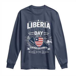 Liberia Independence Day July 26 Patriotic Pride Long Sleeve Shirt TS10 Navy Print Your Wear