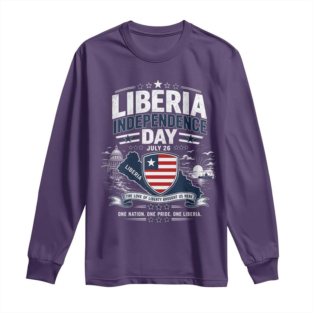 Liberia Independence Day July 26 Patriotic Pride Long Sleeve Shirt TS10 Purple Print Your Wear