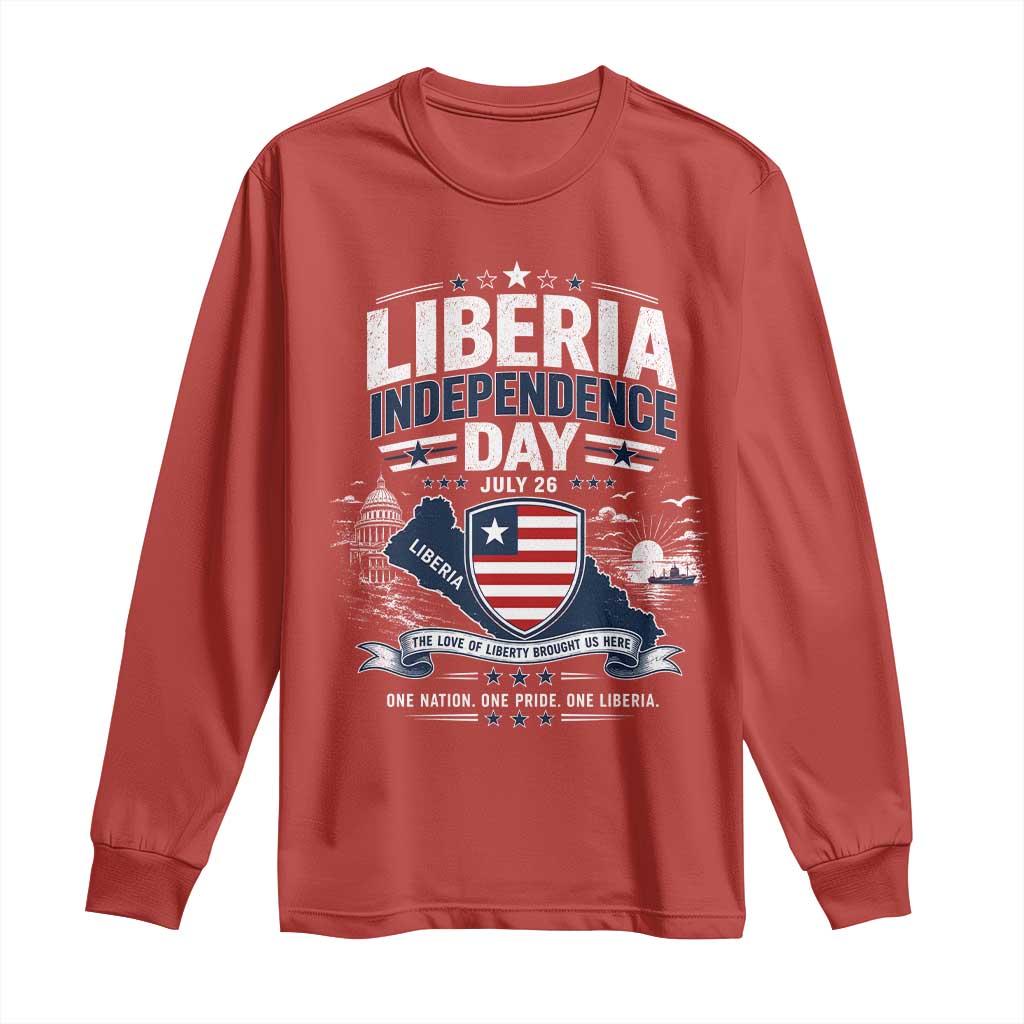 Liberia Independence Day July 26 Patriotic Pride Long Sleeve Shirt TS10 Red Print Your Wear