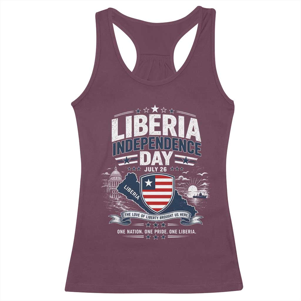 Liberia Independence Day July 26 Patriotic Pride Racerback Tank Top TS10 Maroon Print Your Wear