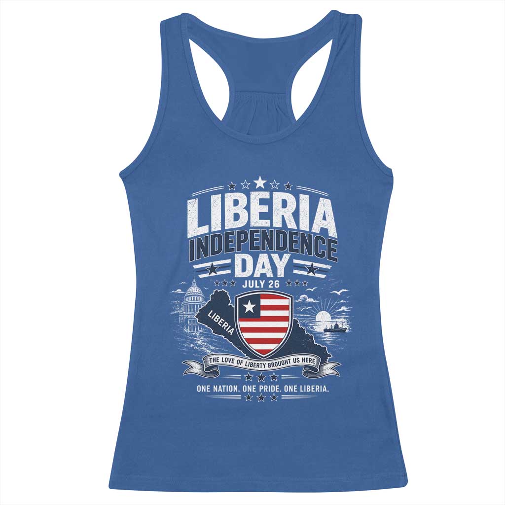 Liberia Independence Day July 26 Patriotic Pride Racerback Tank Top TS10 Royal Blue Print Your Wear