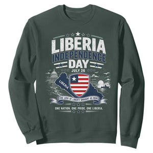 Liberia Independence Day July 26 Patriotic Pride Sweatshirt TS10 Dark Forest Green Print Your Wear