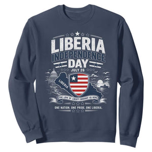 Liberia Independence Day July 26 Patriotic Pride Sweatshirt TS10 Navy Print Your Wear