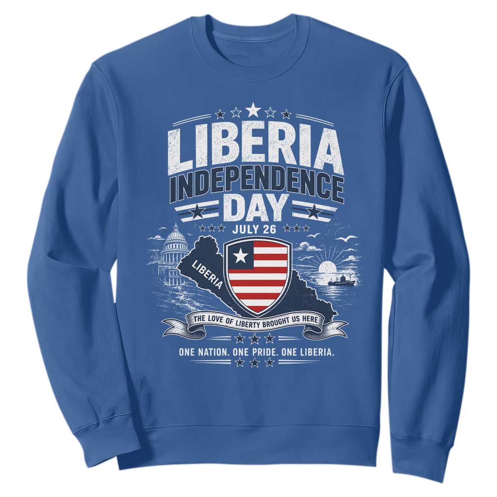 Liberia Independence Day July 26 Patriotic Pride Sweatshirt TS10 Royal Blue Print Your Wear