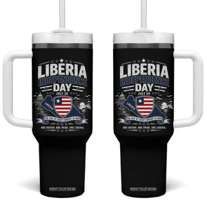Liberia Independence Day July 26 Patriotic Pride Tumbler With Handle TS10 One Size: 40 oz Black Print Your Wear