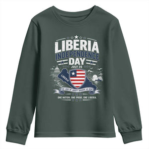 Liberia Independence Day July 26 Patriotic Pride Youth Sweatshirt TS10 Dark Forest Green Print Your Wear