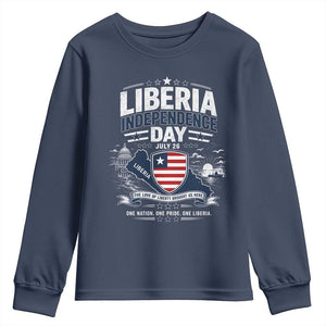 Liberia Independence Day July 26 Patriotic Pride Youth Sweatshirt TS10 Navy Print Your Wear
