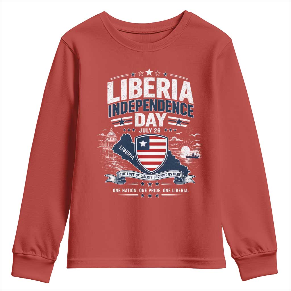 Liberia Independence Day July 26 Patriotic Pride Youth Sweatshirt TS10 Red Print Your Wear