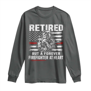 Retired Firefighter Long Sleeve Shirt Fireman Pride 911 Rescue Retirement Gift TS10 Dark Heather Print Your Wear