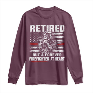 Retired Firefighter Long Sleeve Shirt Fireman Pride 911 Rescue Retirement Gift TS10 Maroon Print Your Wear
