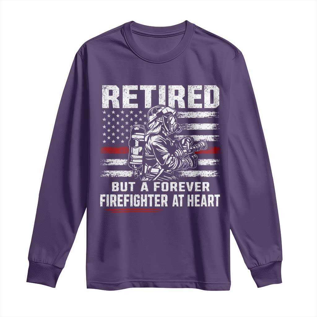 Retired Firefighter Long Sleeve Shirt Fireman Pride 911 Rescue Retirement Gift TS10 Purple Print Your Wear
