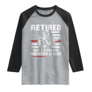 Retired Firefighter Raglan Shirt Fireman Pride 911 Rescue Retirement Gift TS10 Heather Gray Black Print Your Wear
