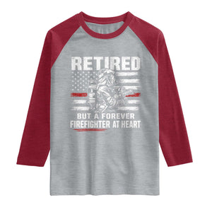 Retired Firefighter Raglan Shirt Fireman Pride 911 Rescue Retirement Gift TS10 Heather Gray Heather Red Print Your Wear