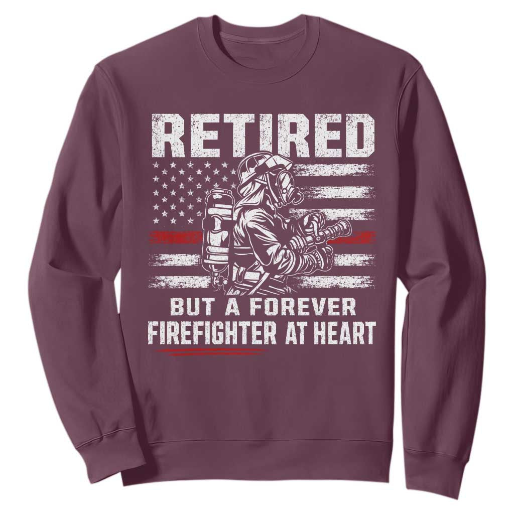 Retired Firefighter Sweatshirt Fireman Pride 911 Rescue Retirement Gift TS10 Maroon Print Your Wear