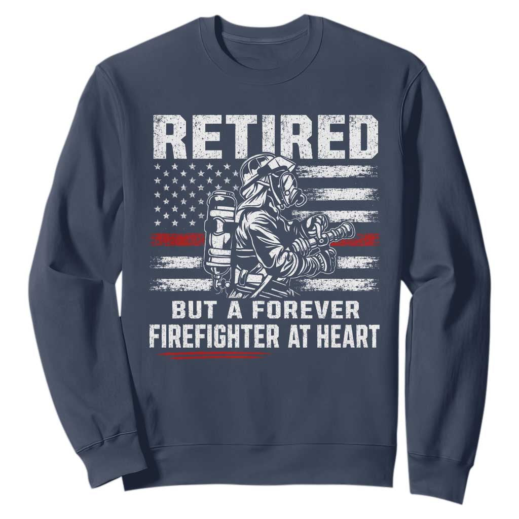 Retired Firefighter Sweatshirt Fireman Pride 911 Rescue Retirement Gift TS10 Navy Print Your Wear
