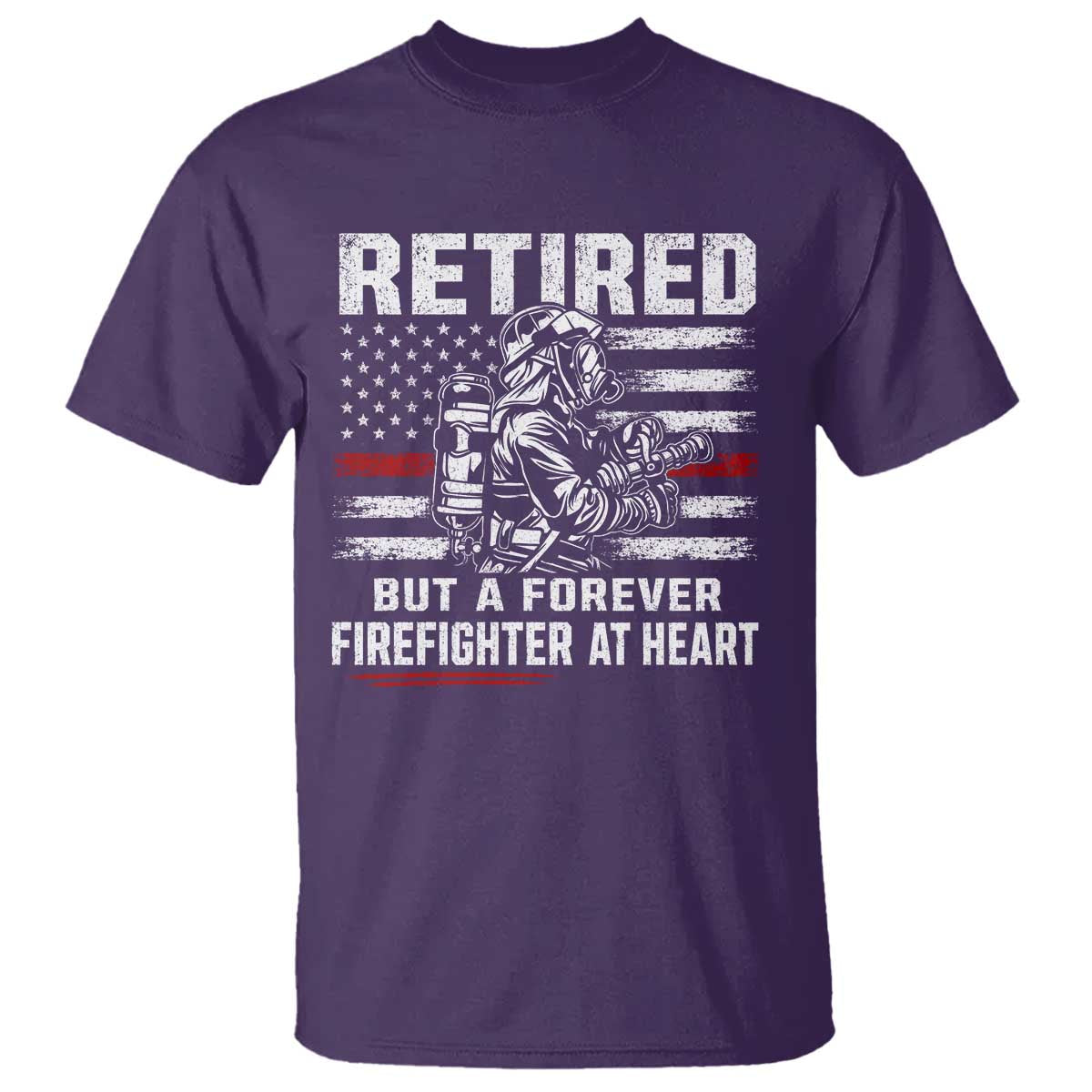 Retired Firefighter T Shirt Fireman Pride 911 Rescue Retirement Gift TS10 Purple Print Your Wear