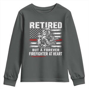 Retired Firefighter Youth Sweatshirt Fireman Pride 911 Rescue Retirement Gift TS10 Dark Heather Print Your Wear