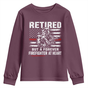 Retired Firefighter Youth Sweatshirt Fireman Pride 911 Rescue Retirement Gift TS10 Maroon Print Your Wear