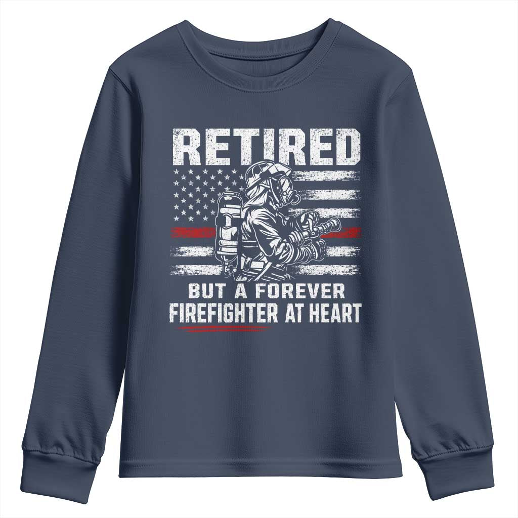 Retired Firefighter Youth Sweatshirt Fireman Pride 911 Rescue Retirement Gift TS10 Navy Print Your Wear