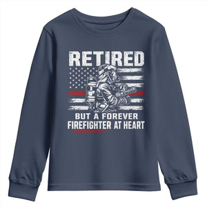 Retired Firefighter Youth Sweatshirt Fireman Pride 911 Rescue Retirement Gift TS10 Navy Print Your Wear