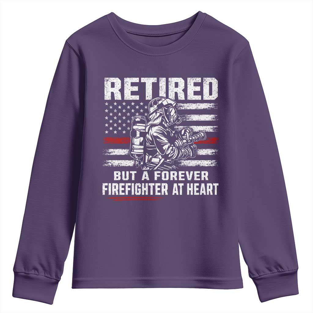Retired Firefighter Youth Sweatshirt Fireman Pride 911 Rescue Retirement Gift TS10 Purple Print Your Wear