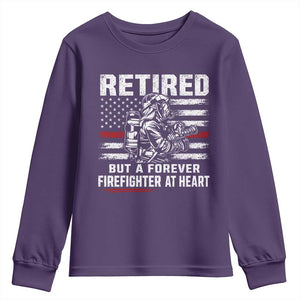 Retired Firefighter Youth Sweatshirt Fireman Pride 911 Rescue Retirement Gift TS10 Purple Print Your Wear