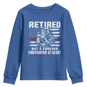 Retired Firefighter Youth Sweatshirt Fireman Pride 911 Rescue Retirement Gift TS10 Royal Blue Print Your Wear