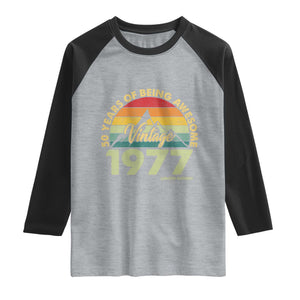 50th Birthday Raglan Shirt Vintage 1977 Limited Edition 50 Year Old Gift TS10 Heather Gray Black Print Your Wear