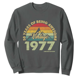 50th Birthday Sweatshirt Vintage 1977 Limited Edition 50 Year Old Gift TS10 Dark Heather Print Your Wear